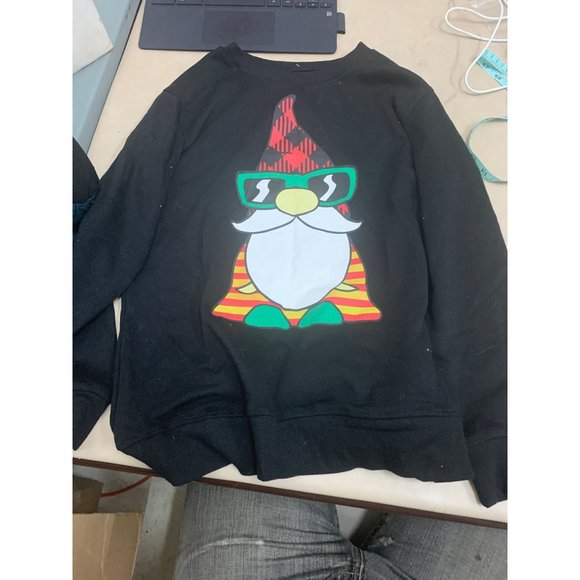 Kids Gnomie Family Holiday Graphic Sweatshirt Black L Large - Picture 3 of 6